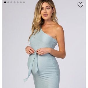 PINKBLUSH Light Blue One Shoulder Fitted Maternity